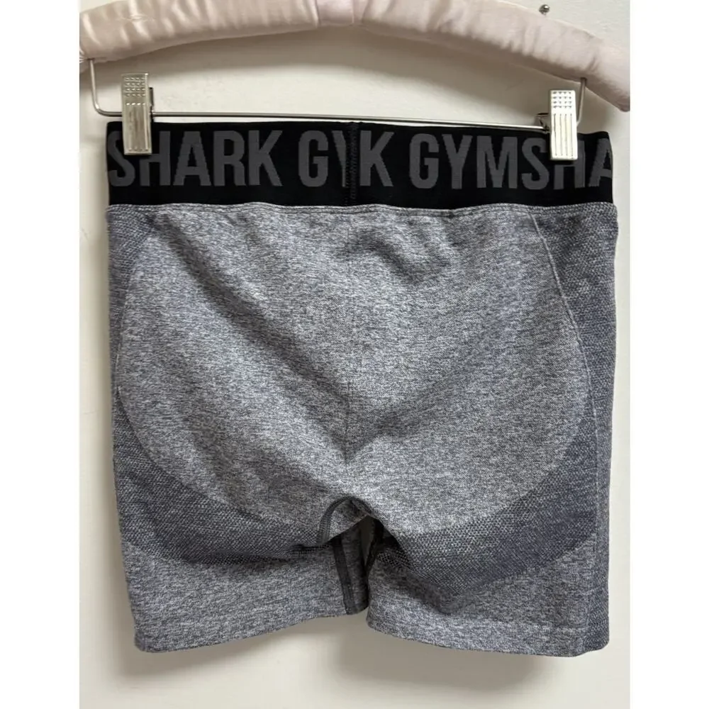 Gymshark Seamless Training Shorts Women's Size S Gray Black Logo Waistband - Picture 2 of 3